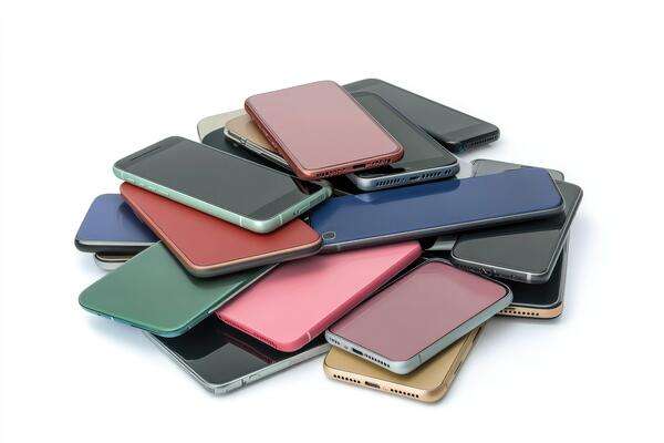 pile-of-colorful-smartphones-laying-on-white-background-photo